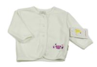 Nové - biela fleecová prepínaci mikina s medvedíkom