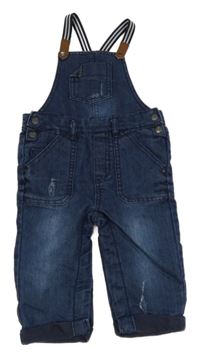 Tmavomodré riflové laclové podšité kalhoty ošoupaného vzhledu BASICS