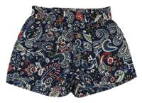 Tmavomodré kraťasy s kvietkami a vzory SB&SC