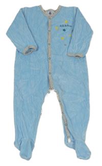 Modro-svetlosivý zamatový overal s hviezdičkami PETIT BATEAU
