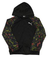 Černo-army funkční sportovní mikina s logem a kapucí PUMA