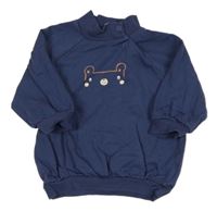 Tmavomodrá oversize mikina s medvedíkom a nápismi George