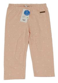 Nové - svetloružová -biele pruhované melírované capri legíny s kotvami YIGGA