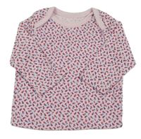 Svetloružové rebrované tričko s kvietkami Nutmeg