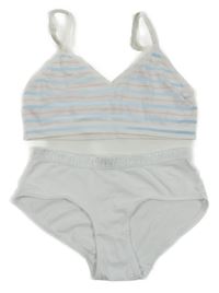 2Set - Bílo/modro/růžová pruhovaná lambáda St. Bernard + bílé kalhotky s nápisy YIGGA