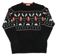 Čierny pletený vianočný sveter so Santy a ovladači H&M