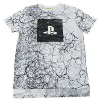 Bílo-černé vzorované tričko s logem PlayStation Primark