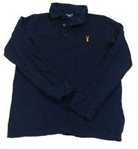 Tmavomodré melírované polo triko s nášivkou Next