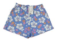 Modré kvetované bavlnené kraťasy H&M