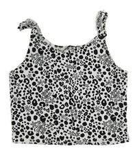 Biely rebrovaný crop top s leopardím vzorom George
