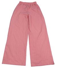 Ružové pruhované ľahké wide leg nohavice