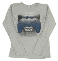 Sivé melírované tričko s ovladačem zn. Chapter Young