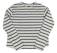 Bílo-černé pruhované triko Mango