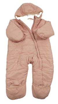 Růžová šusťáková zimní kombinéza s kapucí Ergee