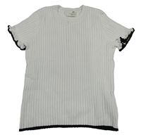 Biele rebrované pletené tričko H&M