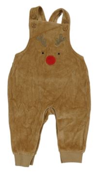 Hnědé sametové laclové tepláky se sobem Topomini