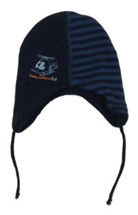 Tmavomodro-pruhovaná čepice s helikoptérou