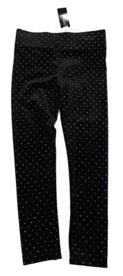 Nové - Černé puntíkaté sametové legíny Dunnes