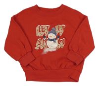 Červená mikina so sněhulákem Next