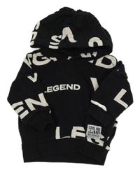 Čierna mikina s nápismi a kapucňou Next