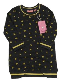 Nové - Antracitové melírované teplákové šaty s jednorožci a srdíčky Impidimpi