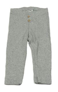 Sivé melírované rebrované legíny s gombíkmi H&M