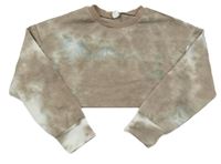 Hnedá batikovaná crop mikina Shein