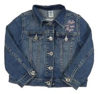 Modrá rifľová bunda s nápisom H&M