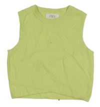 Limetkový pletený crop top Zara