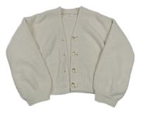 Smetanový propínací crop svetr Next