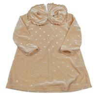 Meruňkové puntíkaté sametové šaty s límečkem H&M