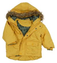 Žltá šušťáková zimná bunda s kapucňou Ergee