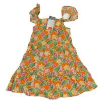 Nové - Oranžové květované lehké šaty Primark