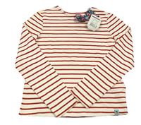 Nové - Smetanovo-červené pruhované třpytivé mikinotriko s mašlou Sergent Major