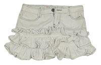 Biela rifľová sukňa s volánikmi