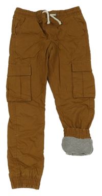 Hnědé plátěné podšité cargo cuff kalhoty M&S
