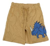 Hnedé bavlnené kraťasy s nosorožcem H&M