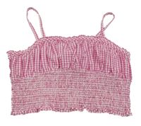 Růžovo-bílý kostkovaný crop top Zara