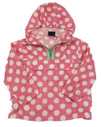 Ružová bodkovaná á šušťáková nepromokavá bunda s kapucňou Mini Boden