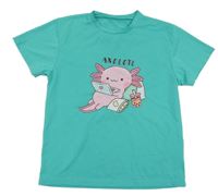 Modrozelené tričko s axolotlem