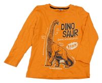 Oranžové tričko s dinosaurom a nápisom Little Kids