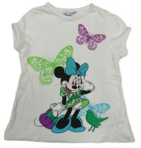 Biele tričko s Minnie a motýly Disney
