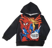Čierna mikina so Spidermanem a kapucňou