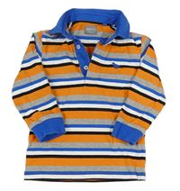 Oranžovo-modro-šedo-bílé pruhované polo triko Next
