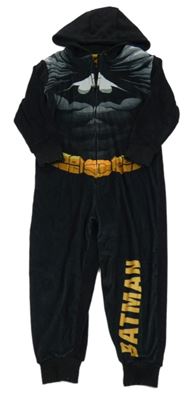 Černo-šedá plyšová kombinéza s Batmanem a kapucí George