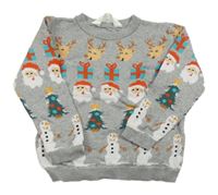 Sivý sveter s vánočními obrázky H&M