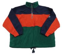 Tmavomodro-červeno-zelená fleecová mikina