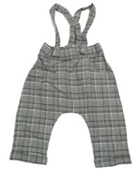 Sivé kockované úpletové nohavice s trakami George