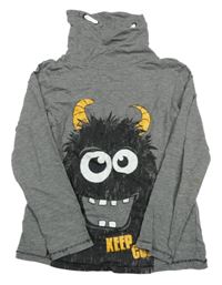 Šedé melírované triko s příšerkou Dopodopo