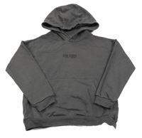 Tmavosivá mikina s nápisom a kapucňou F&F